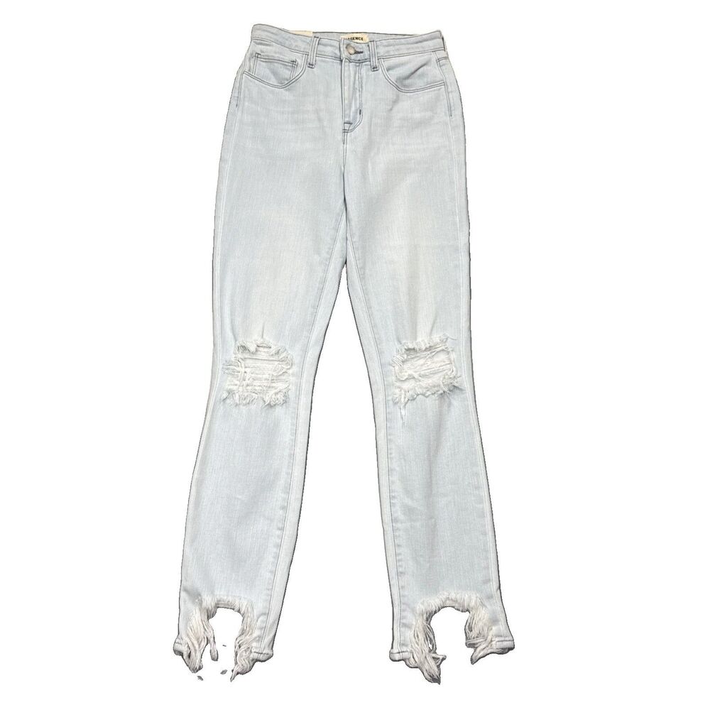 L'Agence High Line Skinny Jeans 23 (24x28.5) Fade Out Blue Distressed Womens NWT